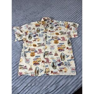 High Seas Trading Company Shirt Mens XL Button Up‎ Route 66 All Over Print